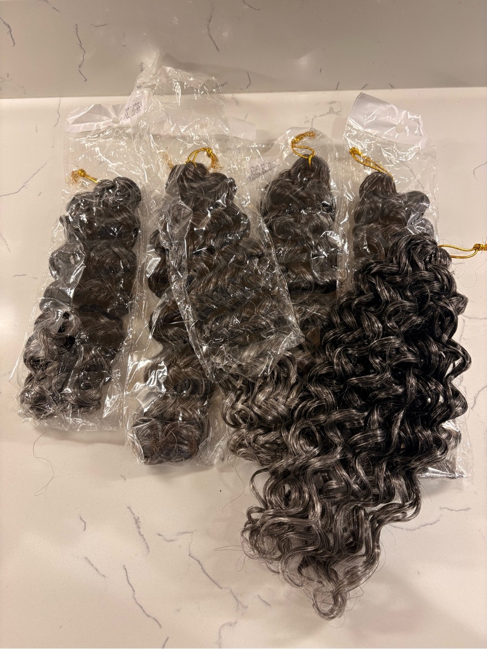 Synthetic Deep Wave Hair Extensions - Dark Brown with Ash Highlights
